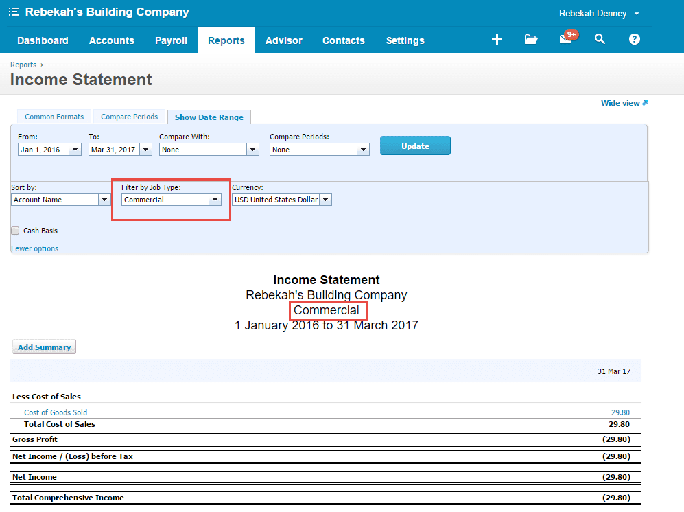 xero accounting categories