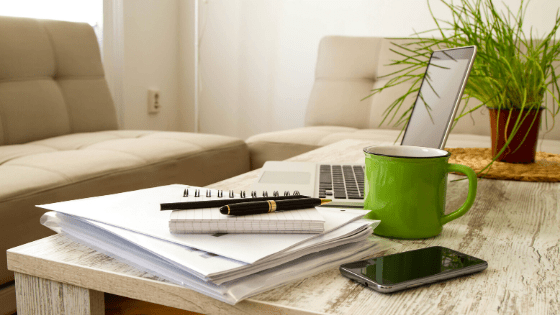 coffee table six benefits to working from home