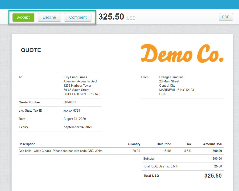 Xero Custom Quotes